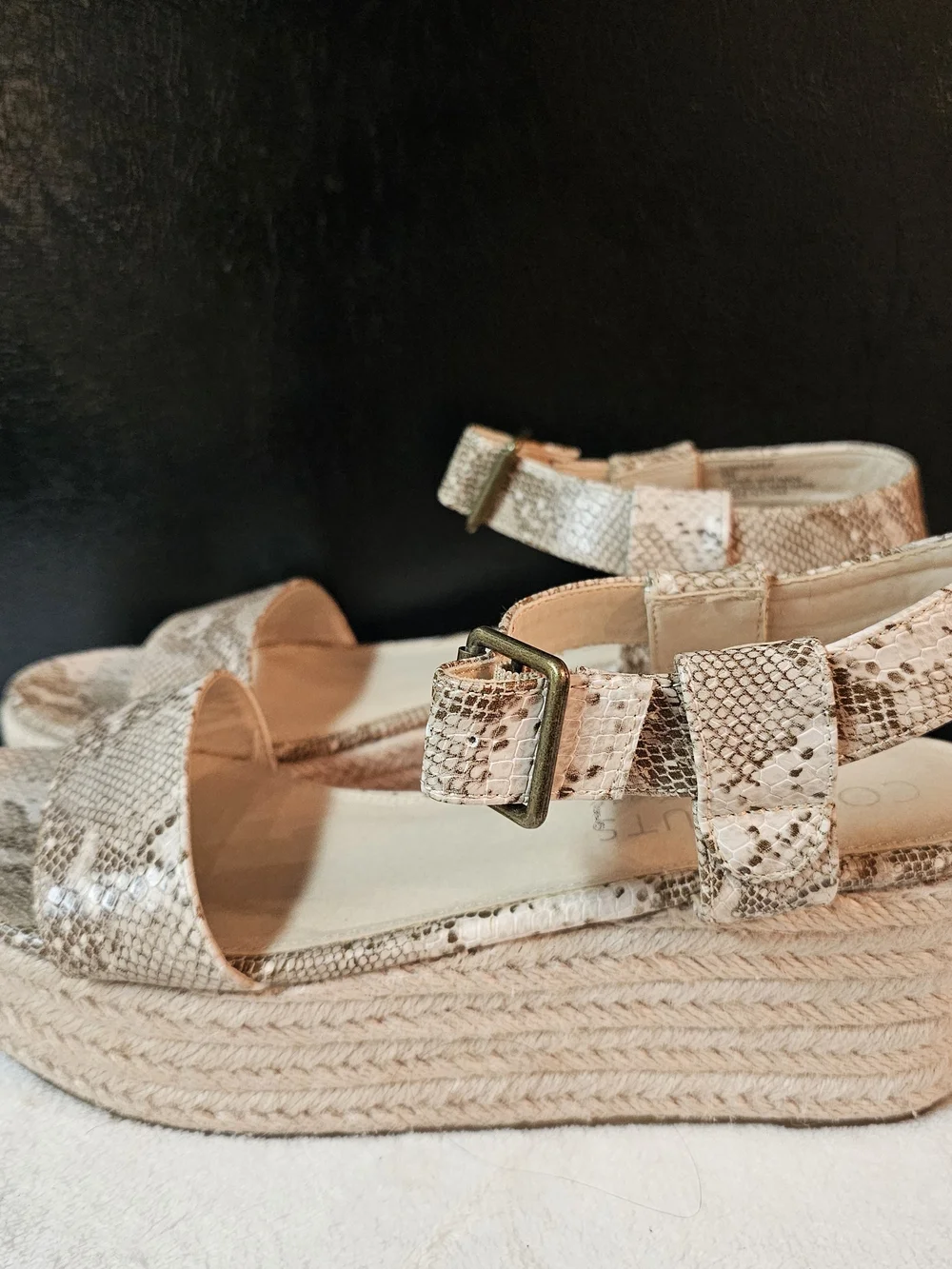 Snake-Print Platform Sandals Boho Women's Size 9 Coconuts by Matisse Tropical